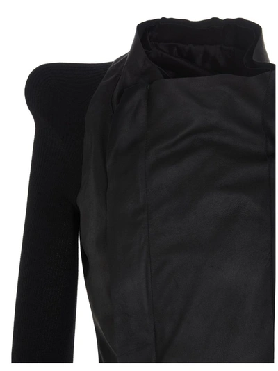 Shop Rick Owens Women's Black Leather Outerwear Jacket