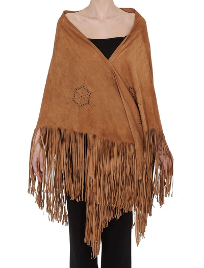 Shop Golden Goose Women's Beige Leather Poncho