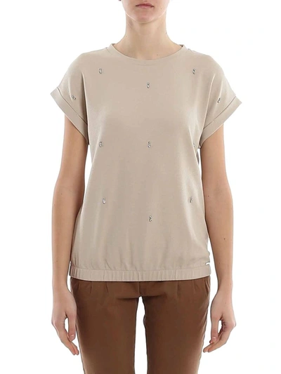 Shop Fay Women's Beige Cotton T-shirt