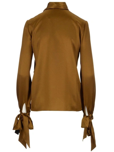 Shop Saint Laurent Women's Gold Silk Blouse