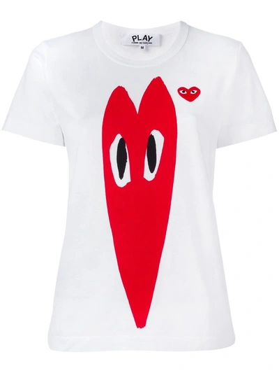 Shop Comme Des Garçons Play Women's White Cotton T-shirt