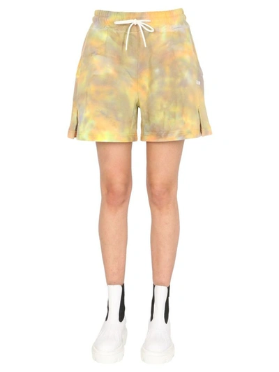 Msgm Tie-dyed French Cotton-terry Shorts In Multicolor