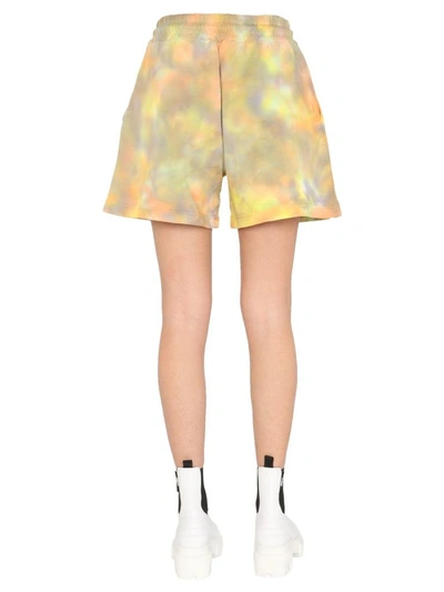 Msgm Tie-dyed French Cotton-terry Shorts In Multicolor