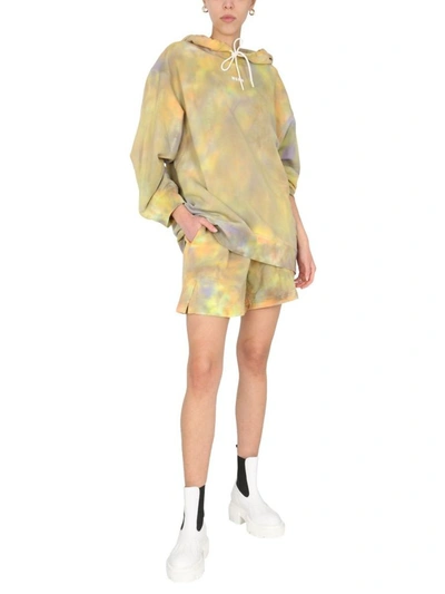 Msgm Tie-dyed French Cotton-terry Shorts In Multicolor