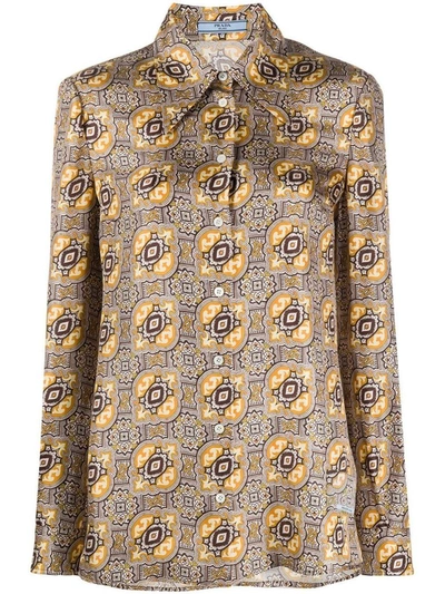 Shop Prada Women's Beige Silk Shirt
