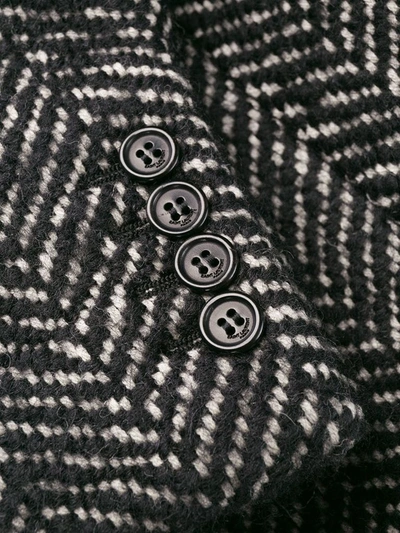 Shop Saint Laurent Women's Black Wool Coat In Gray