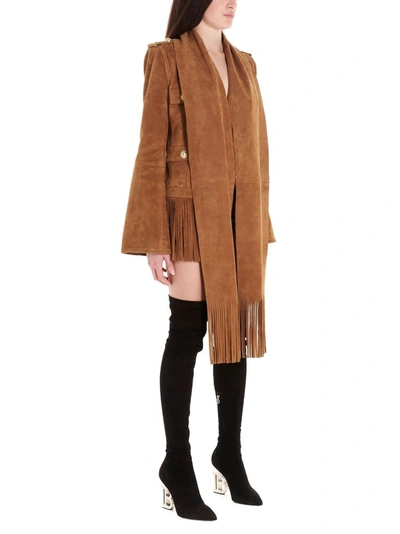 Shop Balmain Women's Brown Leather Outerwear Jacket