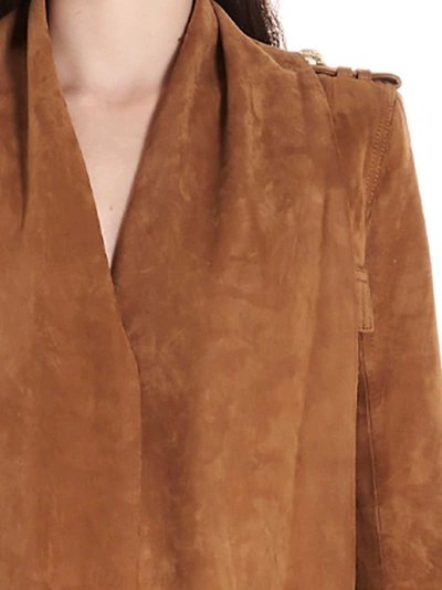 Shop Balmain Women's Brown Leather Outerwear Jacket