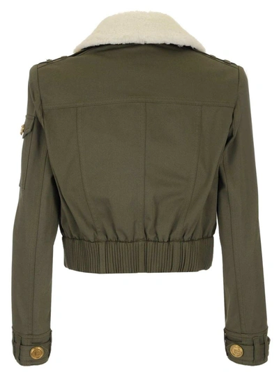 Shop Balmain Women's Green Other Materials Outerwear Jacket