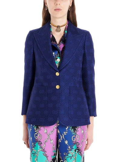 Shop Gucci Women's Blue Wool Blazer
