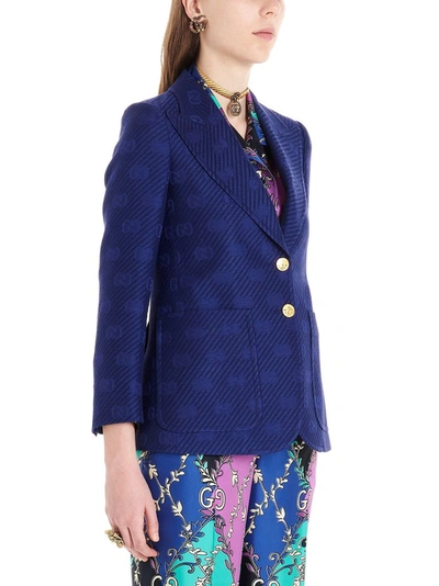 Shop Gucci Women's Blue Wool Blazer