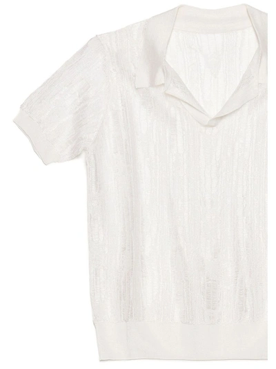 Shop Maison Margiela Women's White Viscose Polo Shirt