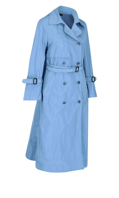 Shop Aspesi Women's Blue Nylon Trench Coat