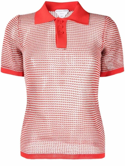 Shop Bottega Veneta Women's Red Cotton Polo Shirt