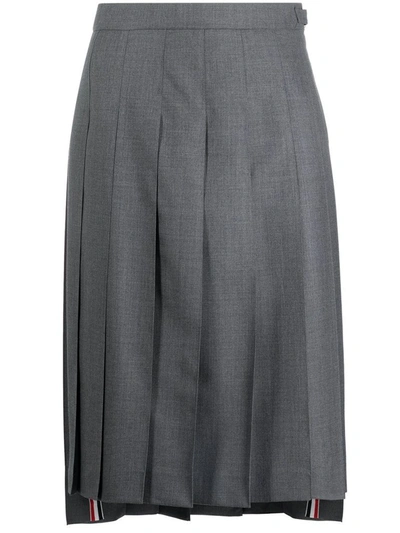 Shop Thom Browne Women's Grey Wool Skirt