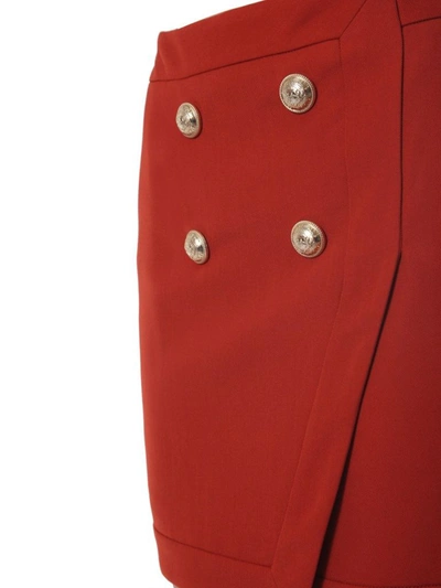 Shop Balmain Women's Red Viscose Skirt