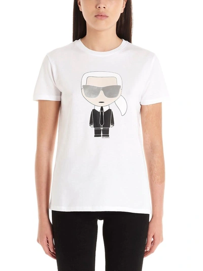 Shop Karl Lagerfeld Women's White Other Materials T-shirt