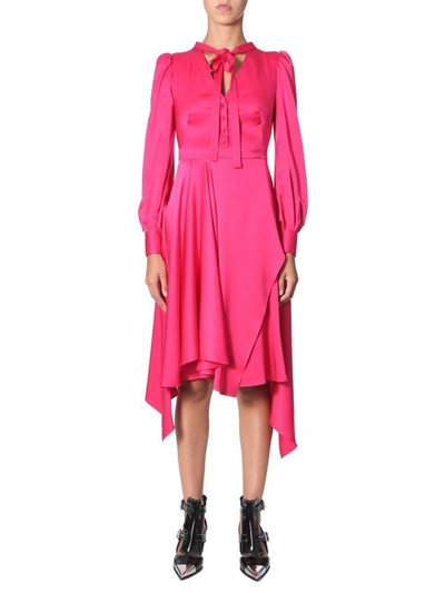 Shop Alexander Mcqueen Women's Fuchsia Silk Dress