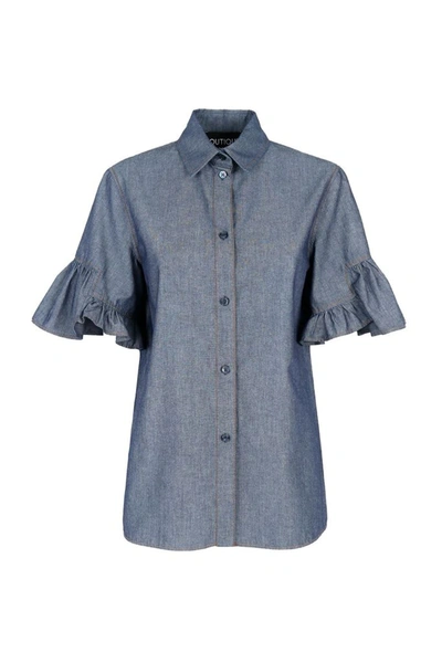 Shop Boutique Moschino Women's Blue Cotton Shirt