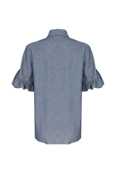 Shop Boutique Moschino Women's Blue Cotton Shirt