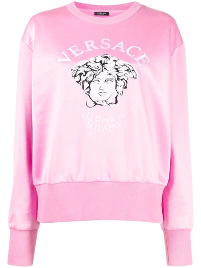 Shop Versace Women's Pink Cotton Sweatshirt