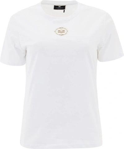 Shop Elisabetta Franchi Women's White Other Materials T-shirt
