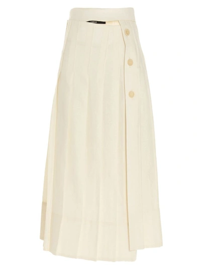 Shop Jacquemus Women's Beige Linen Skirt