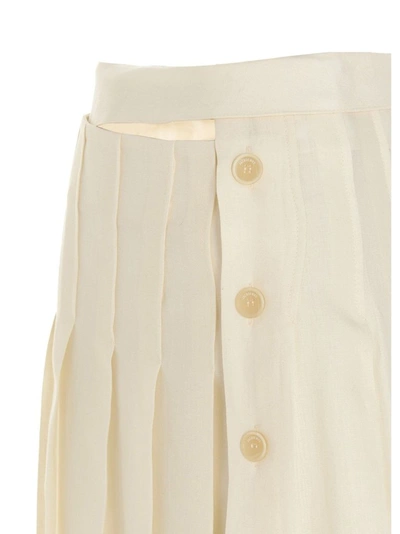 Shop Jacquemus Women's Beige Linen Skirt