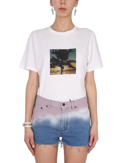 Shop Saint Laurent Women's White Other Materials T-shirt