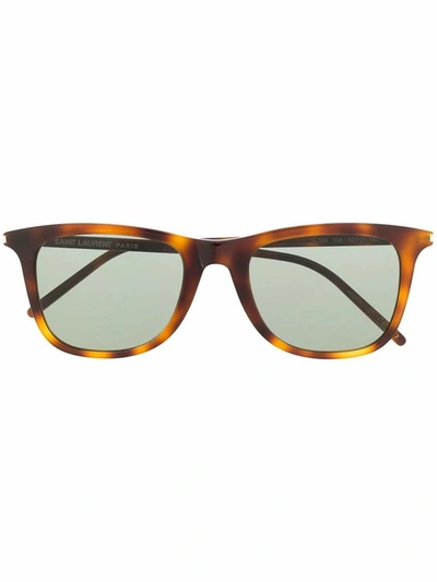 Shop Saint Laurent Men's Brown Acetate Sunglasses