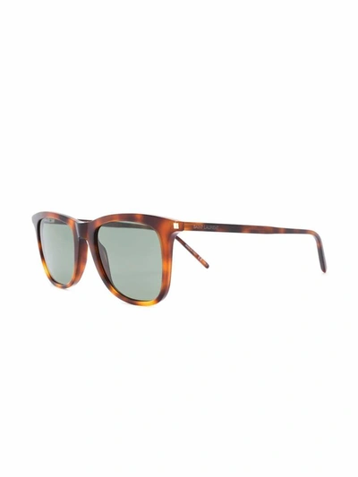 Shop Saint Laurent Men's Brown Acetate Sunglasses