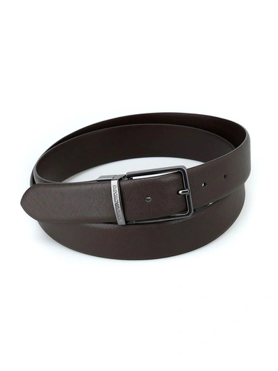 Shop Emporio Armani Men's Brown Leather Belt