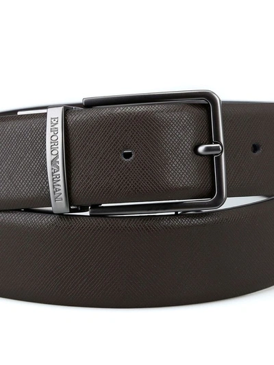 Shop Emporio Armani Men's Brown Leather Belt