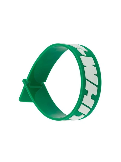 Shop Off-white Men's Green Pvc Bracelet