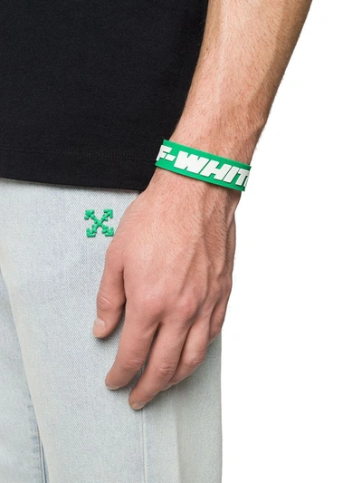 Shop Off-white Men's Green Pvc Bracelet