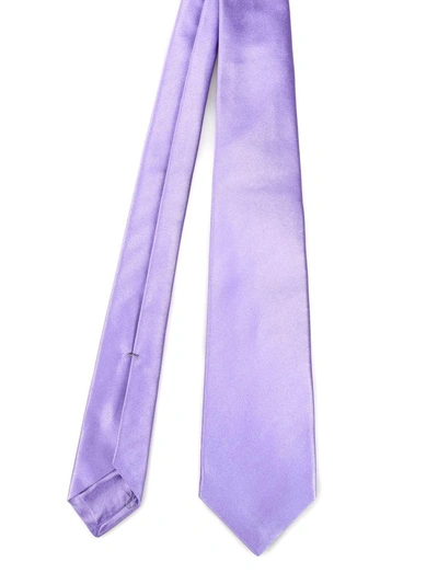 Shop Kiton Men's Purple Silk Tie