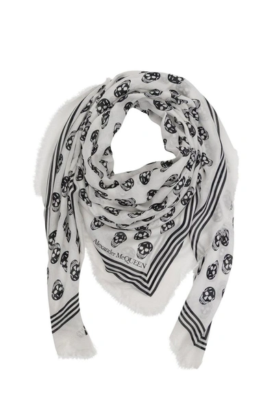 Shop Alexander Mcqueen Men's White Modal Scarf