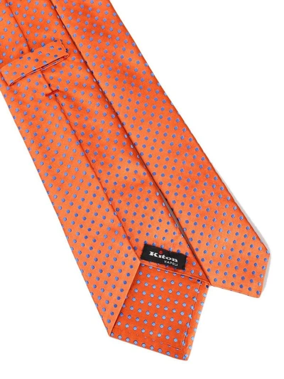 Shop Kiton Men's Orange Silk Tie