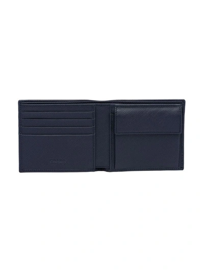 Shop Prada Men's Blue Leather Wallet