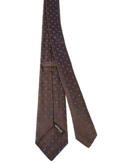 Shop Kiton Men's Brown Silk Tie