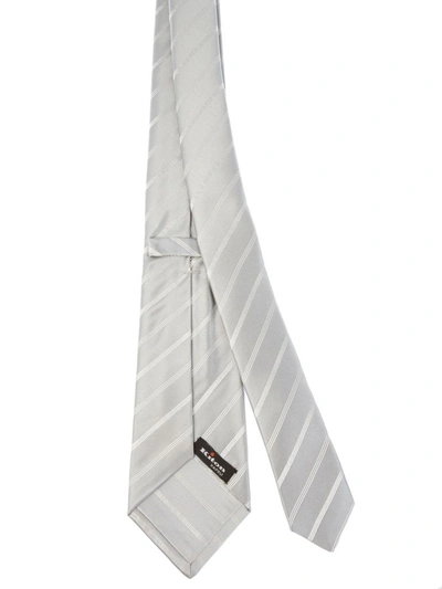 Shop Kiton Men's Grey Silk Tie