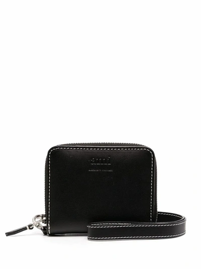 Shop Ami Alexandre Mattiussi Men's Black Leather Wallet