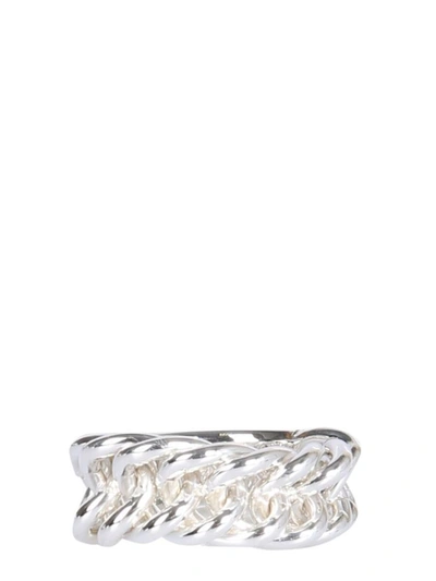Ambush Engraved-logo Chain-link Ring In Silver