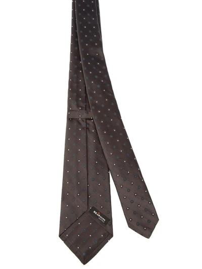 Shop Kiton Men's Brown Silk Tie