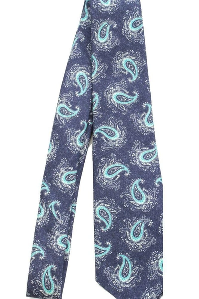 Shop Kiton Men's Blue Silk Tie