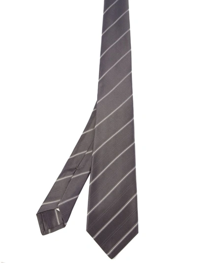Shop Kiton Men's Grey Silk Tie