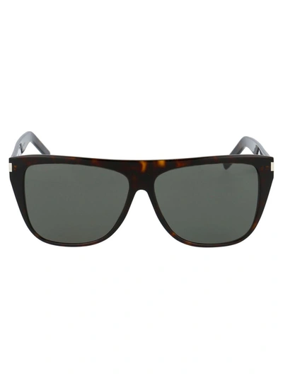 Shop Saint Laurent Men's Brown Acetate Sunglasses