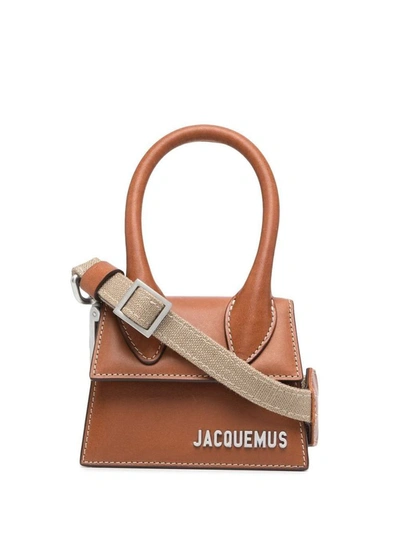 Shop Jacquemus Men's Brown Leather Messenger Bag