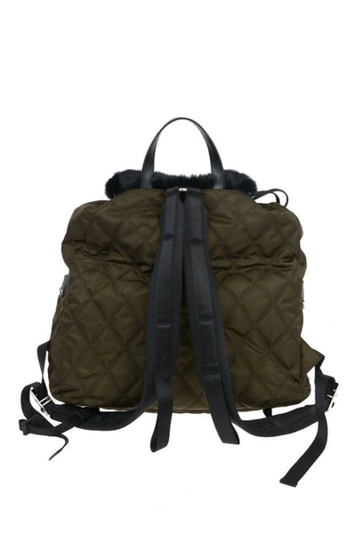 Shop Prada Men's Green Leather Backpack