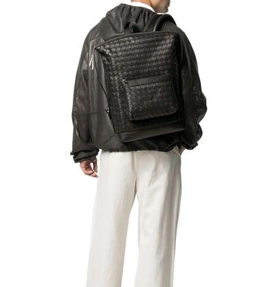 BOTTEGA VENETA: backpack in woven leather - Black  Bottega Veneta backpack  653118 V0E54 online at